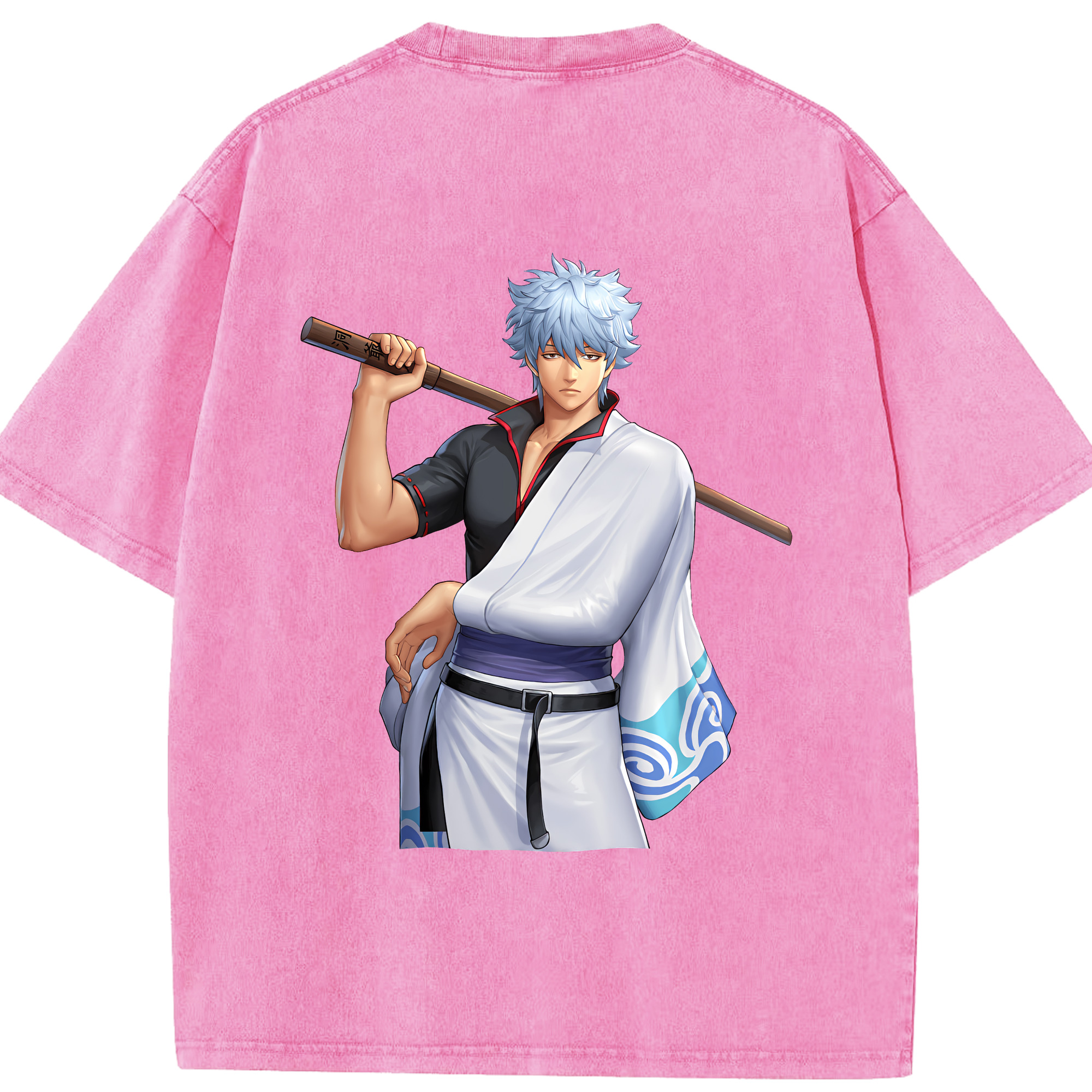 （画像用） ぎんたま 坂田銀時（さかたぎんとき） 神楽 志村新八（しむら しんぱち） GINTAMA Sakata Gintoki Kagura Shimura Shinpachi 綿100% ヴィンテージ風 半袖Tシャツ（背面プリント）
